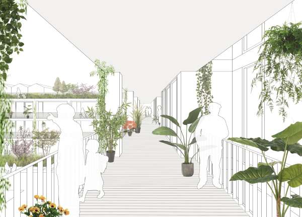 Blick in den Laubengang