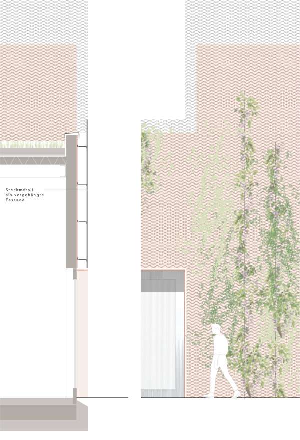 Detailschnitt Teilansicht Technikgebäude